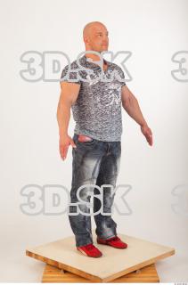 Whole body modeling reference blue jeans gray tshirt 0008